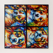 様式化されたかわいい子犬たち ジグソーパズル (横)