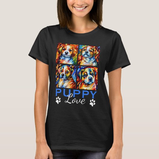 様式化されたかわいい子犬たち Tシャツ (正面)