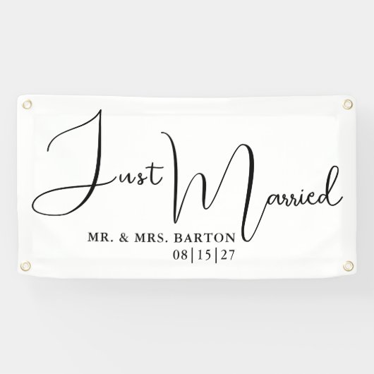 様式化されたたった今結婚しましたカーバナー 横断幕 (横)