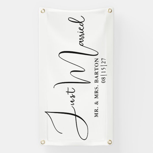 様式化されたたった今結婚しましたカーバナー 横断幕 (縦)