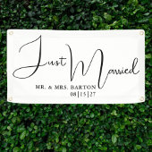 様式化されたたった今結婚しましたカーバナー 横断幕