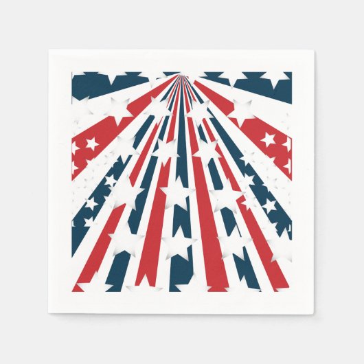 様式化されたアメリカ国旗の紙ナプキン スタンダードカクテルナプキン (正面)