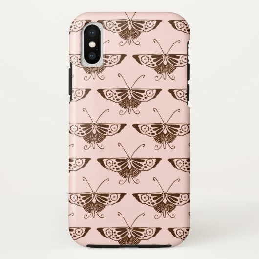 様式化されたアールデコ蝶 – チョコレートと桃 Case-Mate iPhoneケース (裏面)