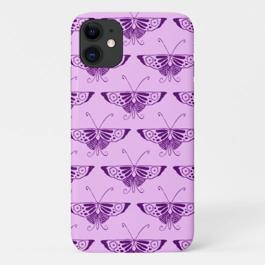 様式化されたアールデコ蝶 – 紫と蘭 Case-Mate iPhoneケース (裏面)