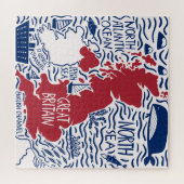 様式化されたイギリスの地図：ヴィンテージ旅行。 ジグソーパズル (横)