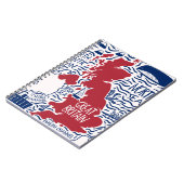 様式化されたイギリスの地図:ヴィンテージ旅行。 ノートブック (左側)