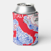 様式化されたイタリアの地図:ヴィンテージ旅行。 缶クーラー (缶裏面)