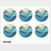 様式化されたイラストレーション怒、波。 ラウンドシール (シート)