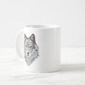 様式化されたオオカミの頭部 コーヒーマグカップ (正面左)