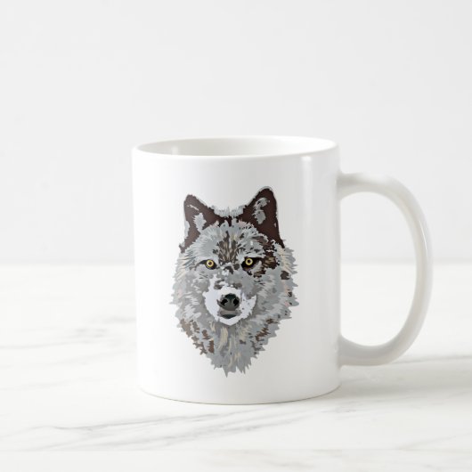 様式化されたオオカミの頭部 コーヒーマグカップ (右)