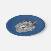 様式化されたオオカミの頭部 ペーパープレート (アングル)