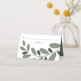 様式化されたオリーブ地中海のブランチ結婚チャーム プレイスカード