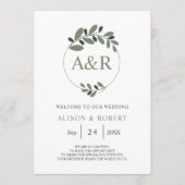 様式化されたオリーブ地中海のブランチ結婚チャーム プログラム (正面)