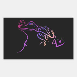 様式化されたカエル 長方形シール