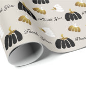 様式化されたカボチャの白黒と金ゴールド ラッピングペーパー (ロールコーナー)