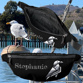 様式化されたカモメの幾何学的デザインシェードのグレー ファニーパック