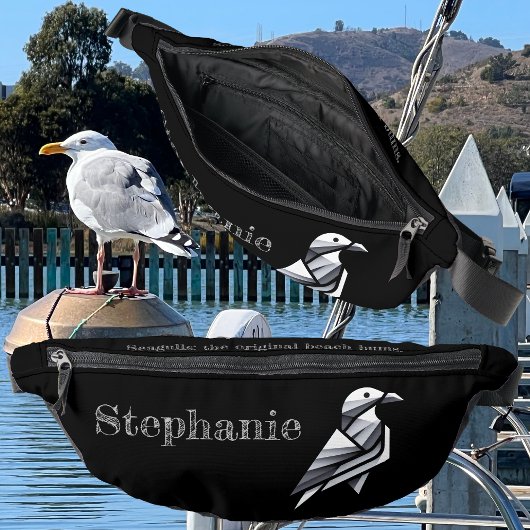 様式化されたカモメの幾何学的デザインシェードのグレー ファニーパック