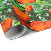 様式化されたガーデンレッドオレンジポピーの花 ラッピングペーパー (ロールコーナー)