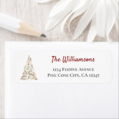 様式化されたクリスマスツリーの葉と冬の果実 ラベル (インサイチュ)