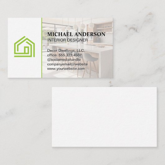 様式化されたグリーンホームロゴ |キッモダンチン 名刺 (正面/裏面)