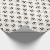 様式化されたグレーと金ゴールドフローラマスク ラッピングペーパー (角)