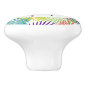 様式化されたココナッツリーフ&ピンクフラミンゴ セラミックノブ (側面)