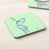 様式化されたゴルファーのシルエットのコルクのコースター コースター (左側)