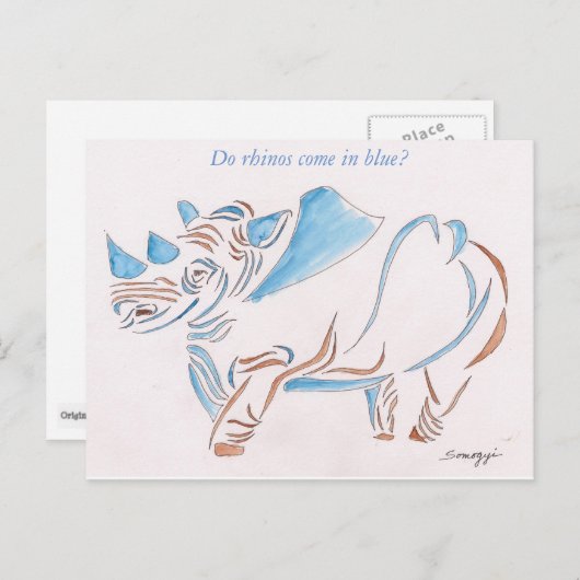 様式化されたサイのオリジナルアート付きポストカード ポストカード (正面/裏面)