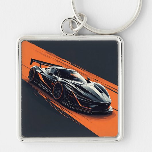 様式化されたスポーツカー キーホルダー (正面)