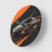 様式化されたスポーツカー ラウンド壁時計 (傾斜)