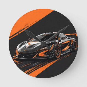 様式化されたスポーツカー ラウンド壁時計