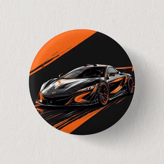 様式化されたスポーツカー 缶バッジ (正面)
