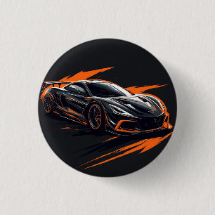 様式化されたスポーツカー 缶バッジ