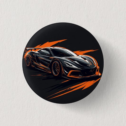 様式化されたスポーツカー 缶バッジ (正面)