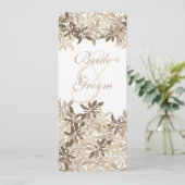 様式化されたタンおよびブラウンの花の葉のスケジュール 招待状 (スタンド正面)