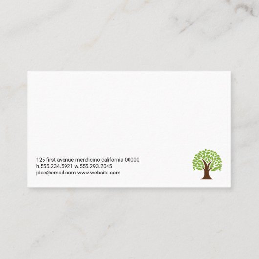 様式化されたツリーと離れ | 着陸機 名刺 (裏面)