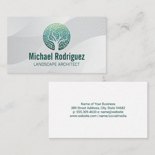 様式化されたツリーロゴ | 着陸機 名刺 (正面/裏面)