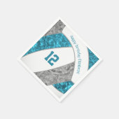 様式化されたティール（緑がかった色）グレーの女の子バレーボールスポーツ スタンダードカクテルナプキン (角)