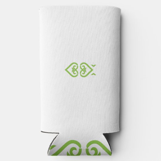 様式化されたデザインを持つ緑と白のロゴ スリム缶クーラー (裏面)