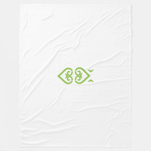 様式化されたデザインを持つ緑と白のロゴ フリースブランケット (正面)