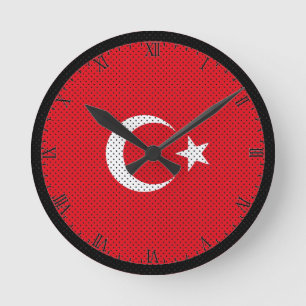 様式化されたトルコ国旗 ラウンド壁時計