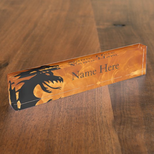 様式化されたドラゴン デスクネームプレート (側面)