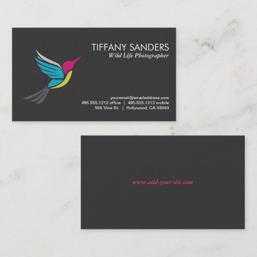 様式化されたハミング鳥のロゴ 名刺 (正面/裏面)