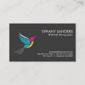 様式化されたハミング鳥のロゴ 名刺 (正面)