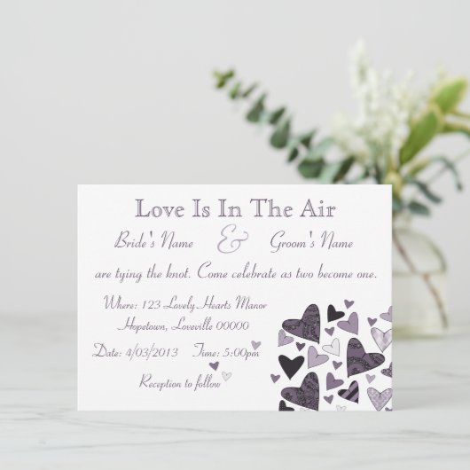 様式化されたハート結婚の 招待状 (スタンド正面)