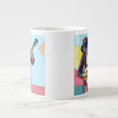 様式化されたバンジョプレーヤー，ミュージシャン ジャンボコーヒーマグカップ (正面)