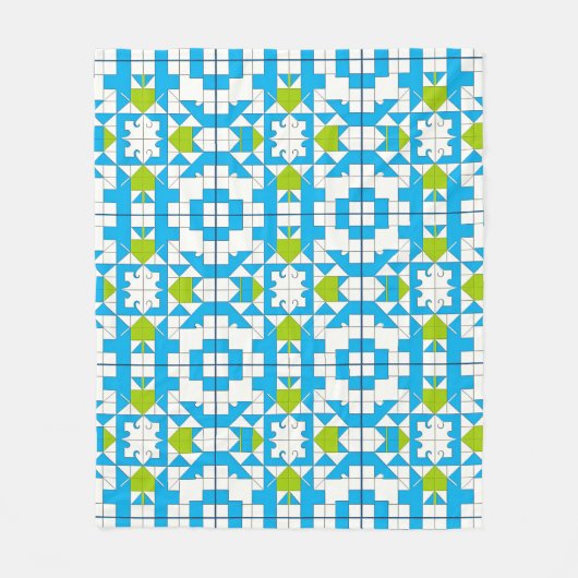 様式化されたパズルピースのパターン フリースブランケット (正面)