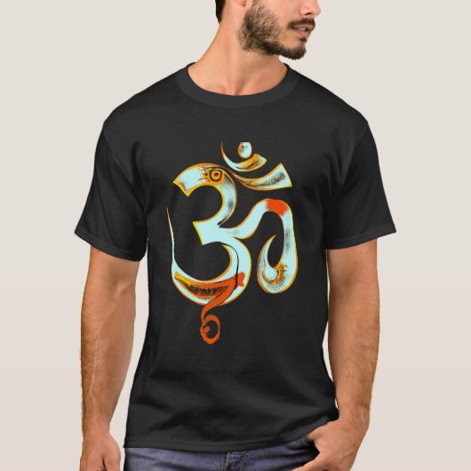 様式化されたヒンズー教オームオウム記号 Tシャツ (正面)