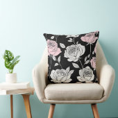 様式化されたピンクと白のバラ クッション (椅子)