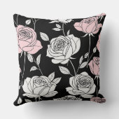 様式化されたピンクと白のバラ クッション (裏面)